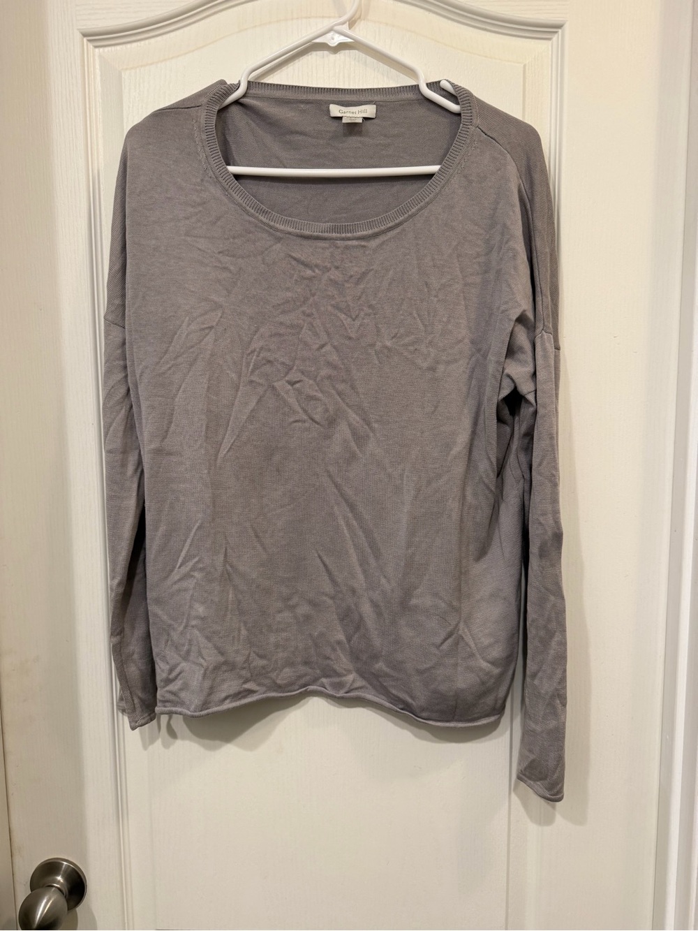 Garnet Hill Lightweight Scoop Neck Long Sleeve Top - Light Gray